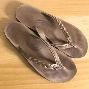 Rainbow Leather Flirty Braidy Flip Flop